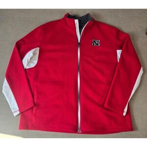 Holloway Nebraska Cornhuskers Jacket Full Zip Red White XL Fleece Lined‎ *